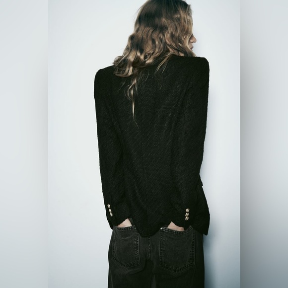 Zara Black Blazer with Silver Buttons - Picture 4 of 13
